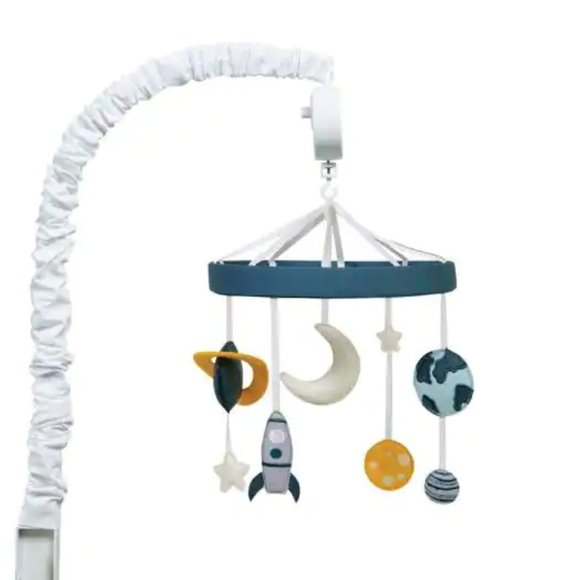 Both Trend Lab Musical Crib Mobile and Crib Navy Sheet Galaxy - Picture 3 of 5